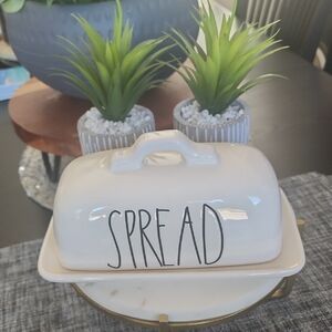 Rae Dunn White 'SPREAD' Butter Dish